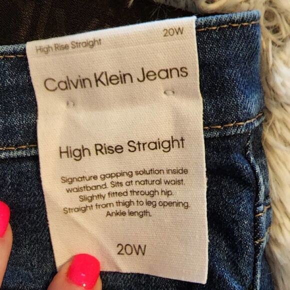 CALVIN klein high rise straight cropped raw hem jeans plus size 20W new!!! - Picture 5 of 9